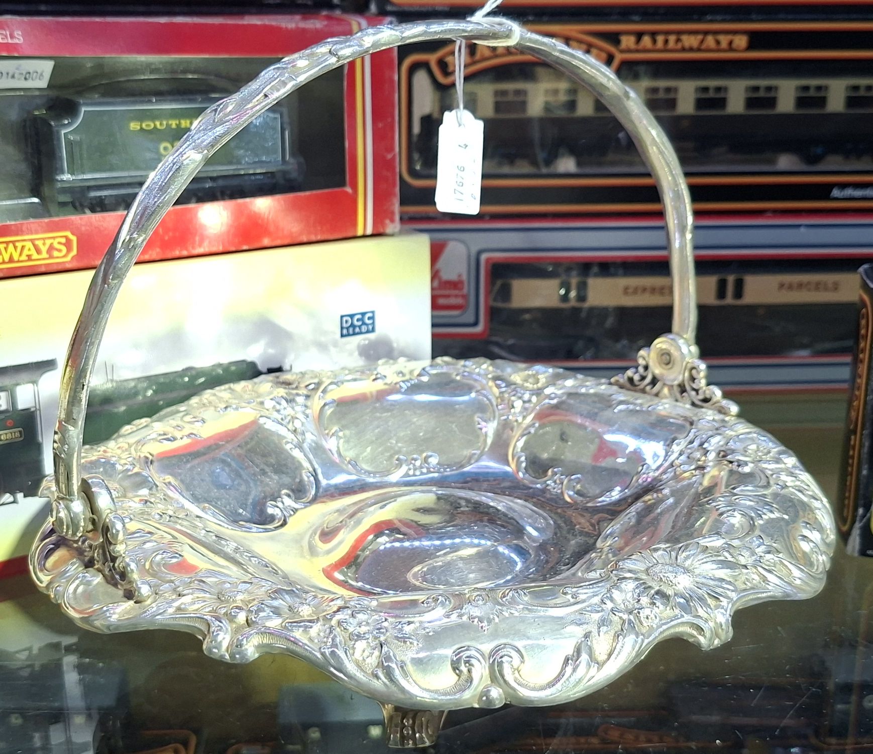 A SILVER PLATED FOOTED DISH