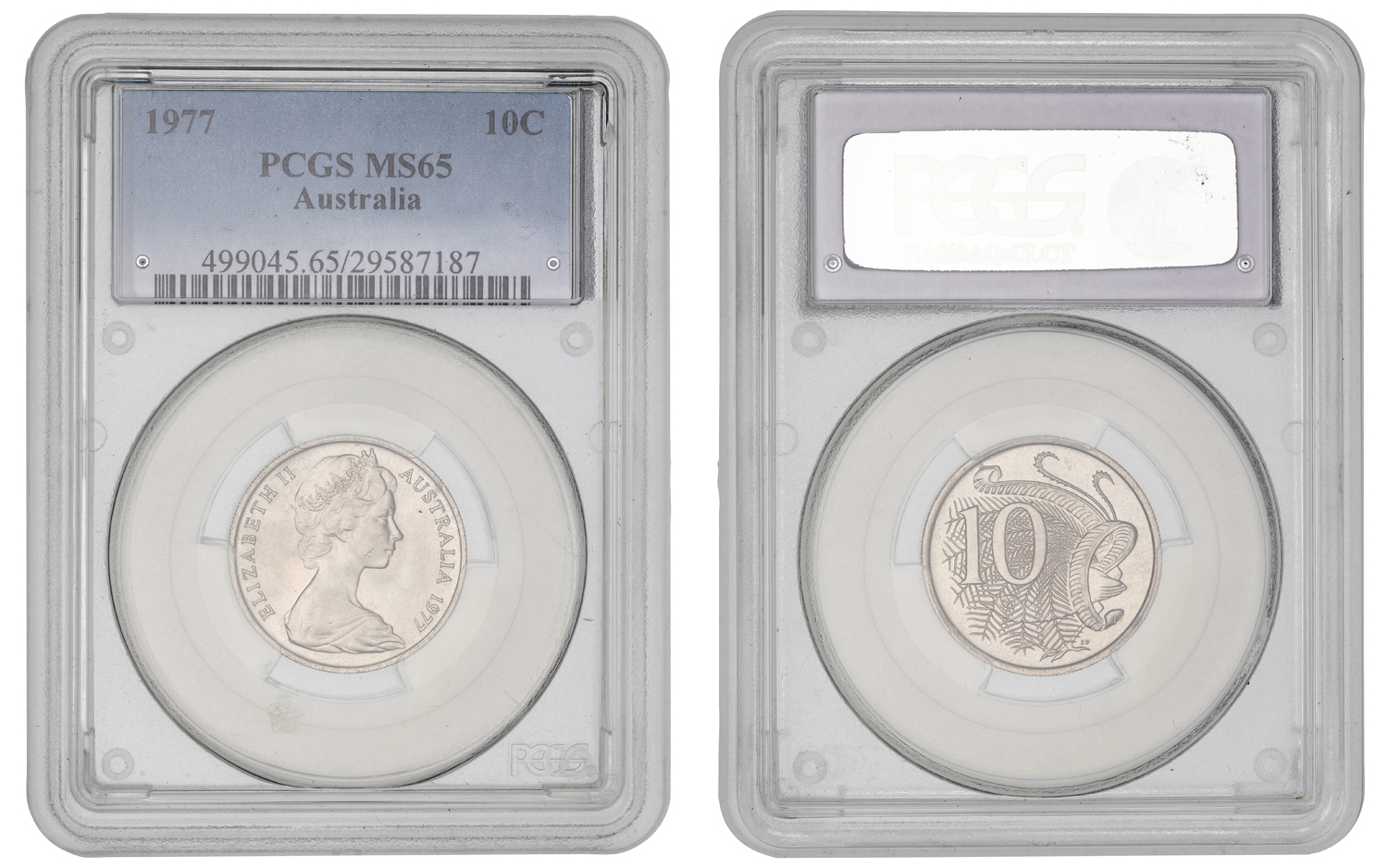 Elizabeth II, Ten Cent , 1977, PCGS MS65