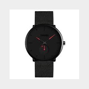 Skmei Classic Mesh Steel Quartz Watch 9185 - Black Red -bar 9902006452245 -51735/1665 AS B2 (S9)