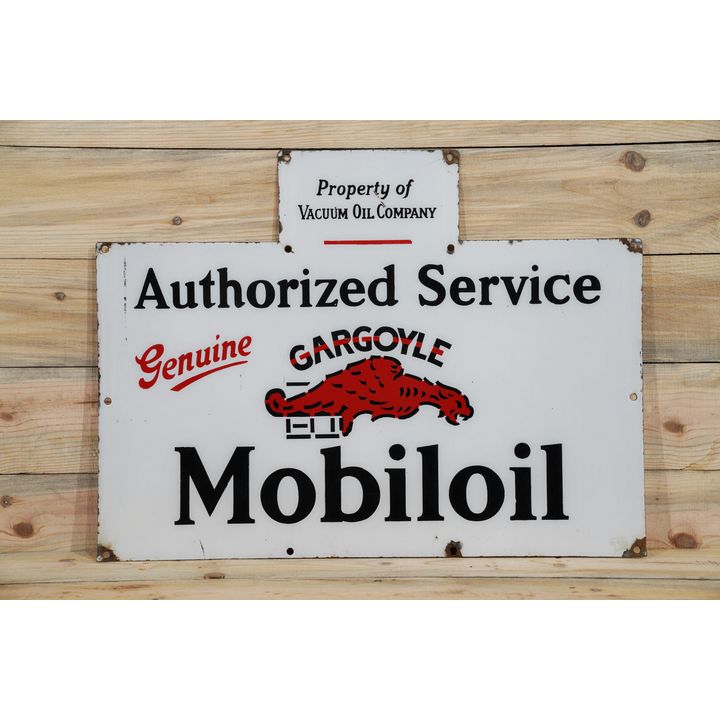 Gargoyle Mobiloil Authorized Service  Single Sided Porcelain Diecut Sign TAC 8.5