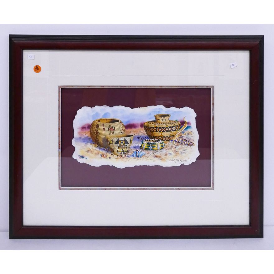 Robert MacGinnis 'Canyon Songs' Gouache on Paper Painting Framed- 20x25''