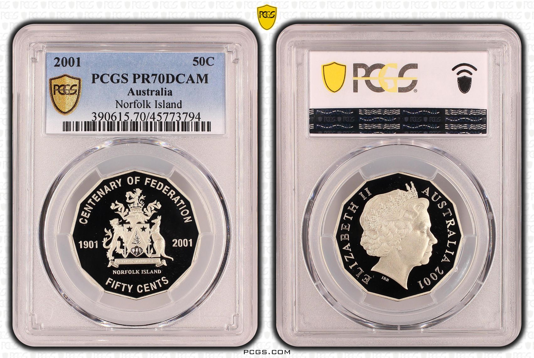 Elizabeth II, Norfolk Island, Fifty Cent, 2001, PCGS PR 70DCAM