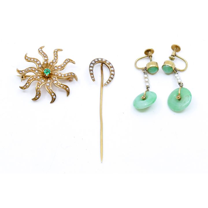 Box Victorian 14k Seed Pearl Jewelry - 8.3 Grams TW