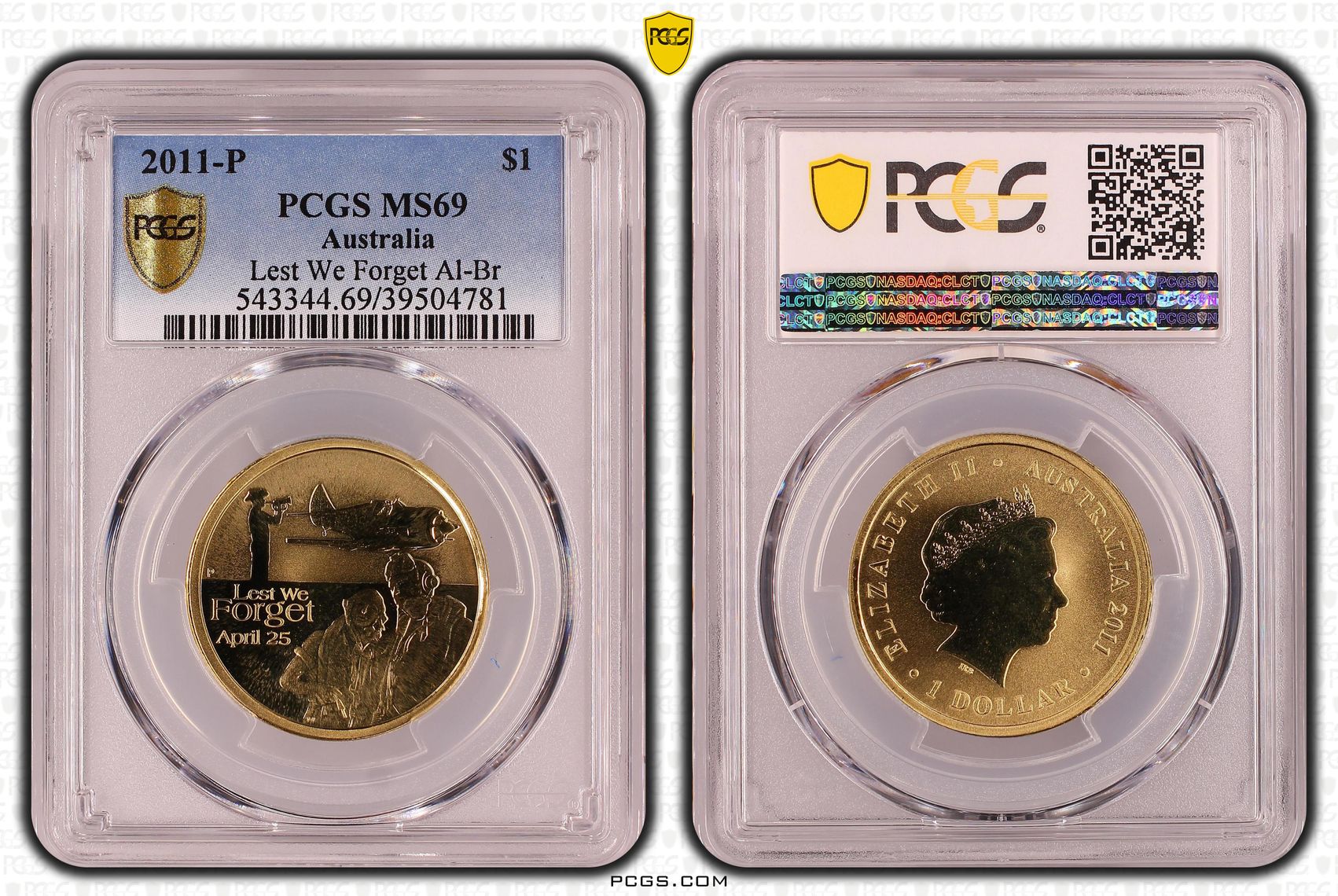 Lest We Forget Al-Br, POP 5/0, One Dollar, 2011-P, PCGS MS69