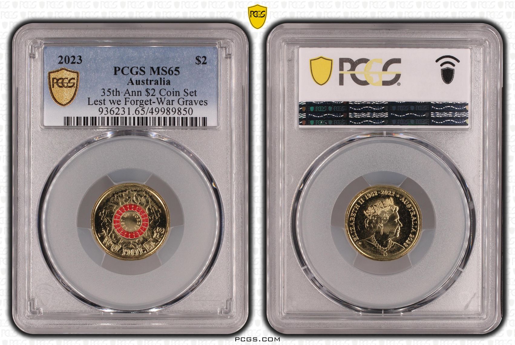 35th Ann $2 Coin Set Colorized Lest we Forget-War Graves , Two Dollar, 2023, PCGS MS65