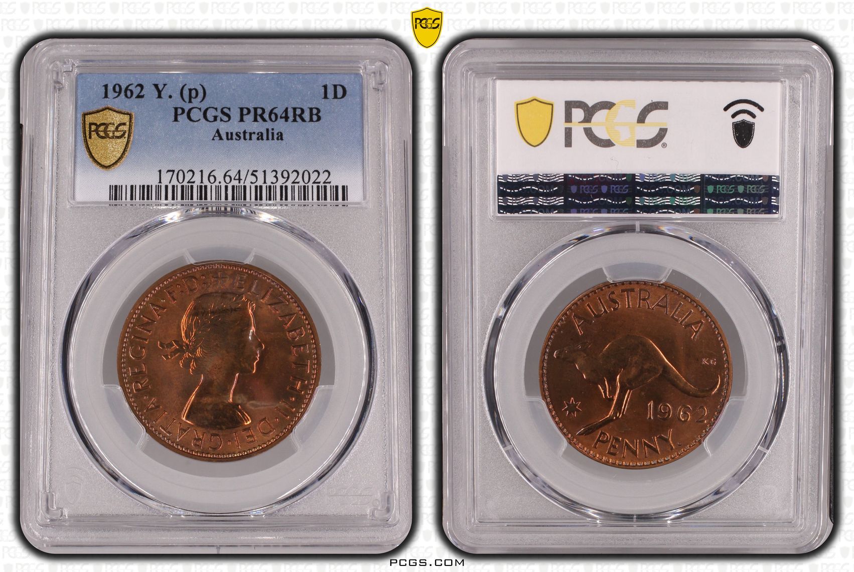 Elizabeth II, Penny, 1962 Y., PCGS PR64RB