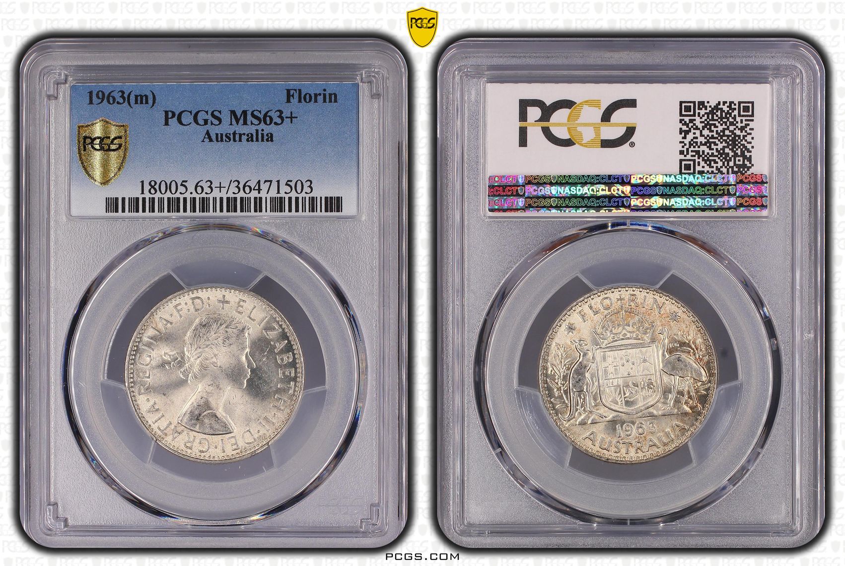 1963(m) Australia Florin Silver PCGS - MS63+ -503