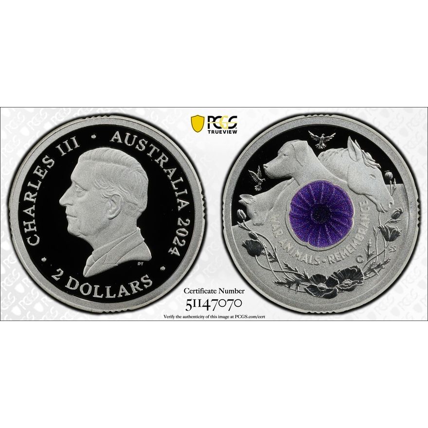 War Animal Remembrance Ag, Two Dollar, 2024-C, PCGS PR70DCAM