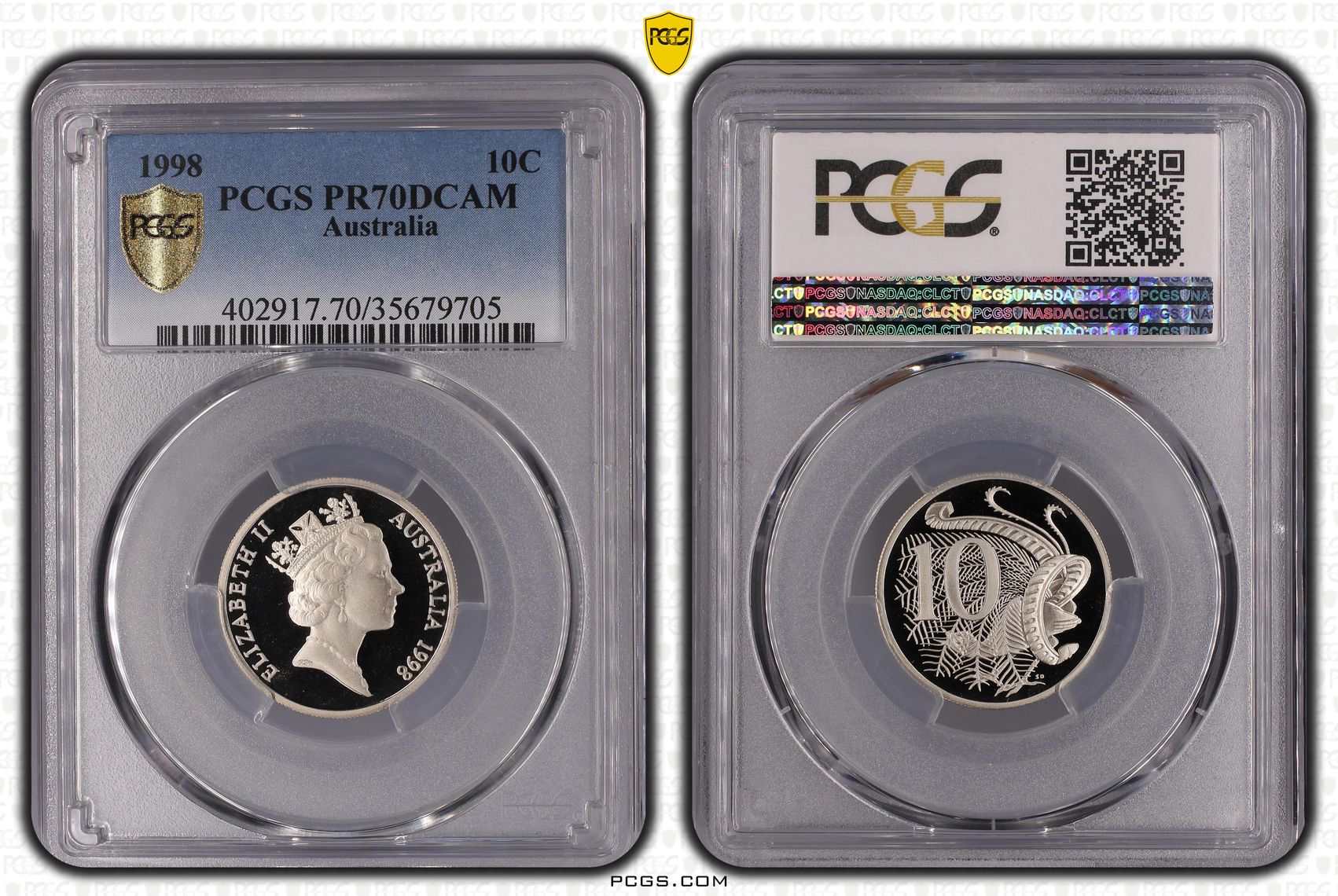 134 · 1998 Australia Ten Cent, 10c PCGS - PR70DCAM POP 24/0 -705