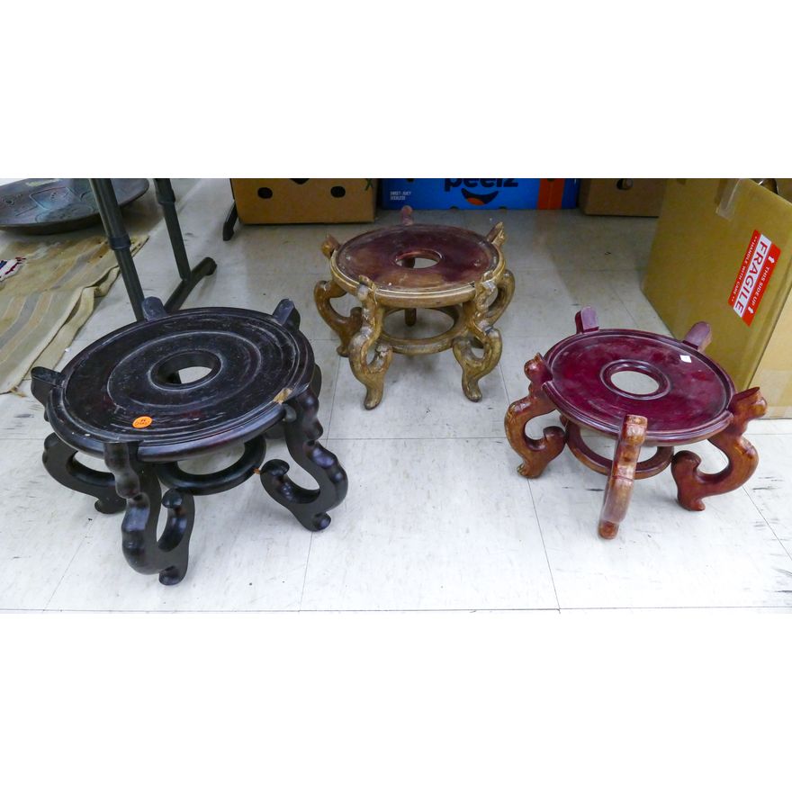 3pc Chinese Large Wood Planter Stands