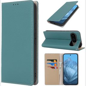 FOR GOOGLE PIXEL 9 PRO / PIXEL9 CASE LITCHI GENUINE LEATHER WALLET FOR PIXEL9 SUNYOO COQUE TUI POUR HOMME FEMMES RFID BLOCKING MAG
