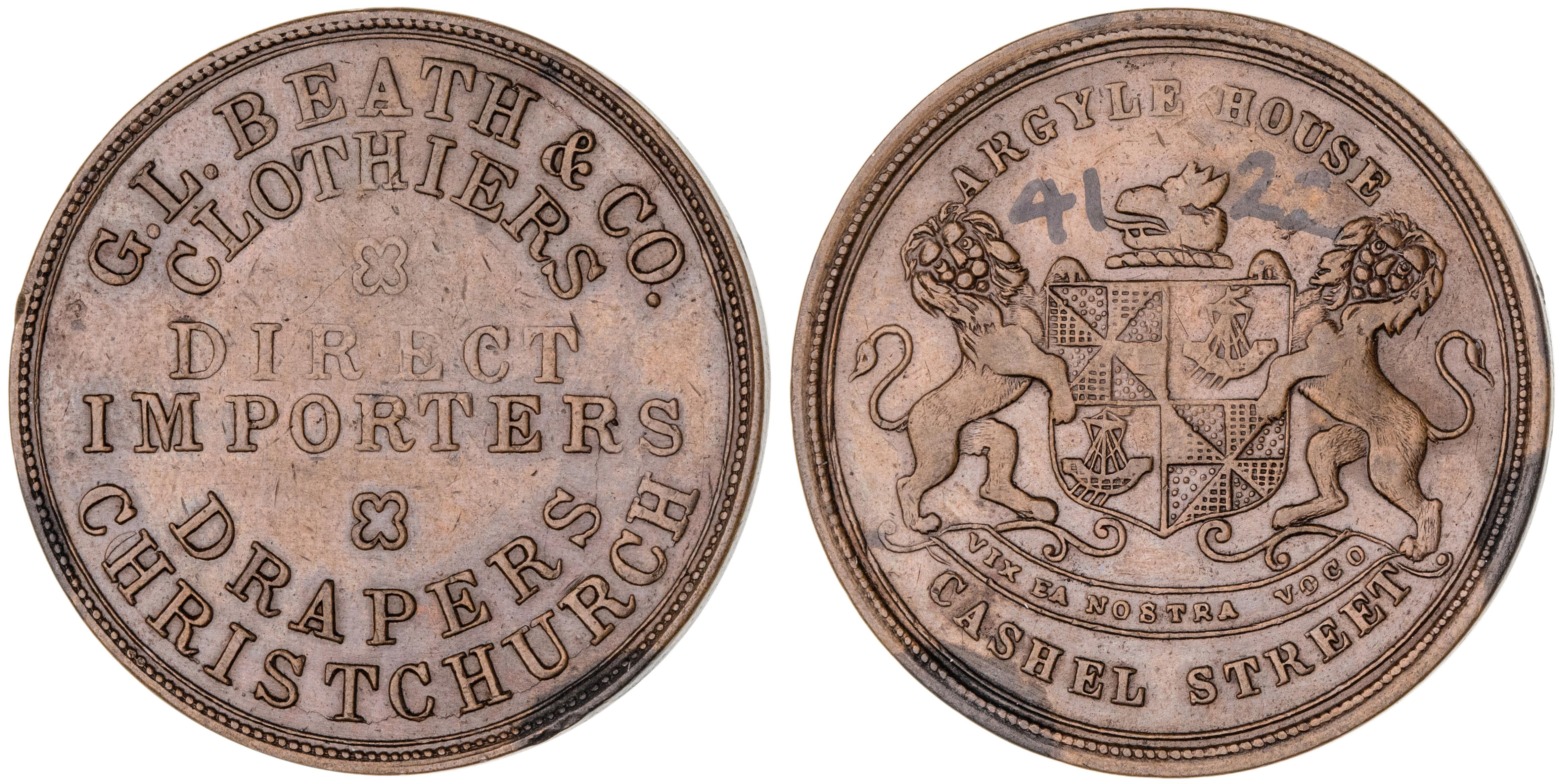 Christchurch, New Zealand, G. L. Beath & Co, Penny, ND, aEF