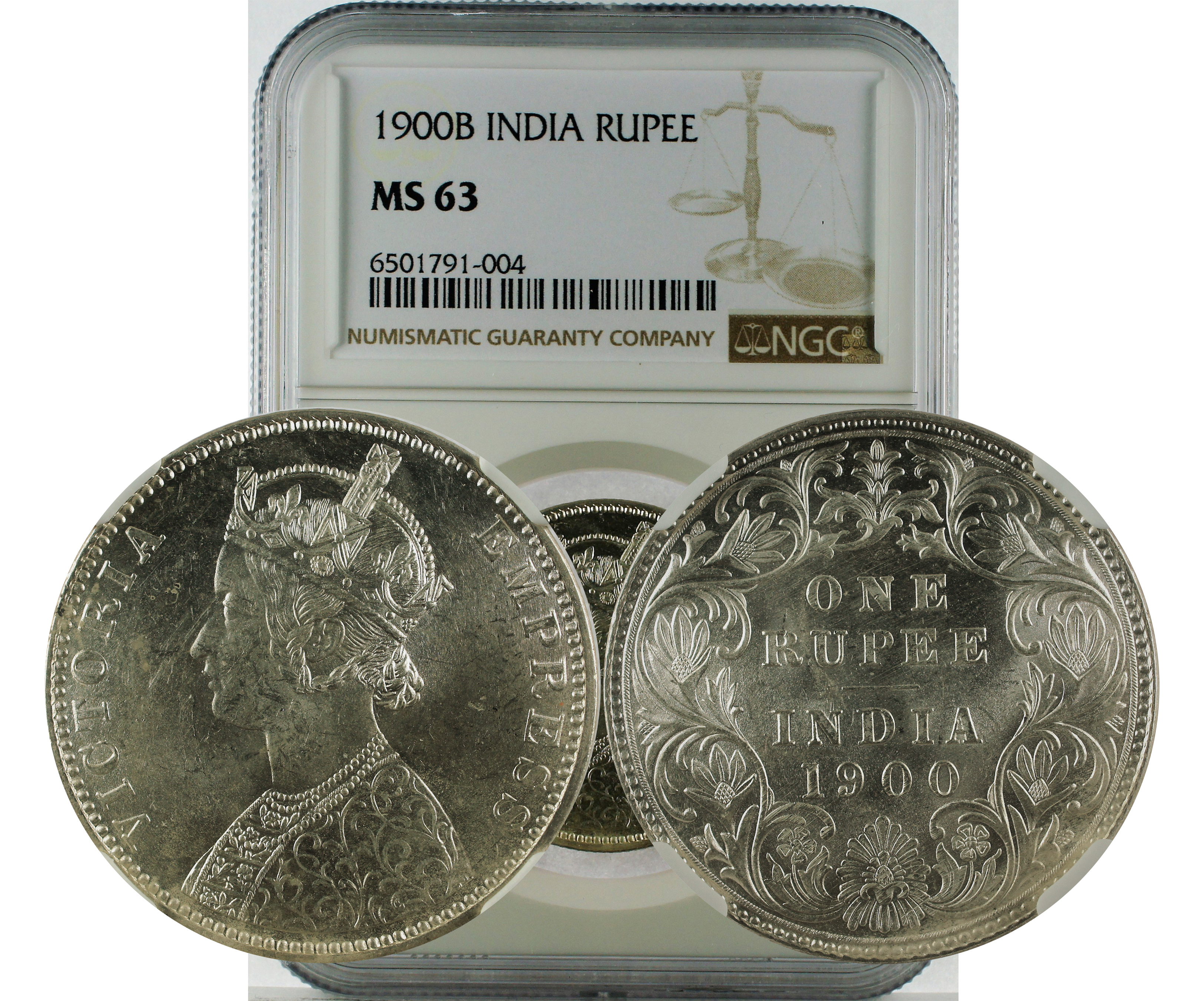 1900B INDIA RUPEE MS 63