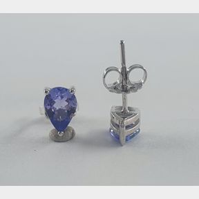 9CT WHITE GOLD EARRINGS WITH 0.900CT PEAR SHAPED TANZANITES - 51929/12794