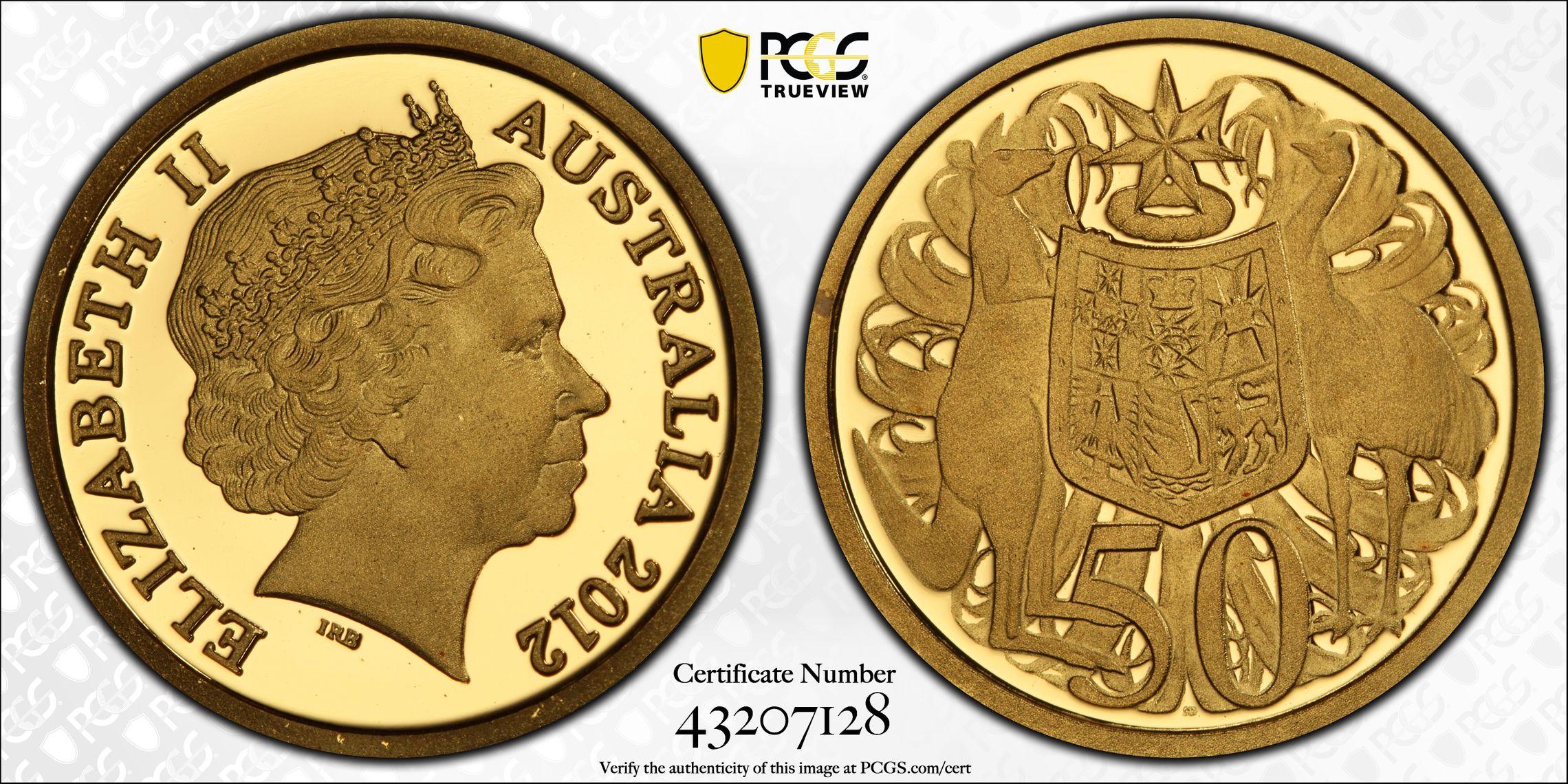 2012 Australia Fifty Cent, 50c Proof Coat of Arms PCGS - PR70DCAM POP 6/0 -128