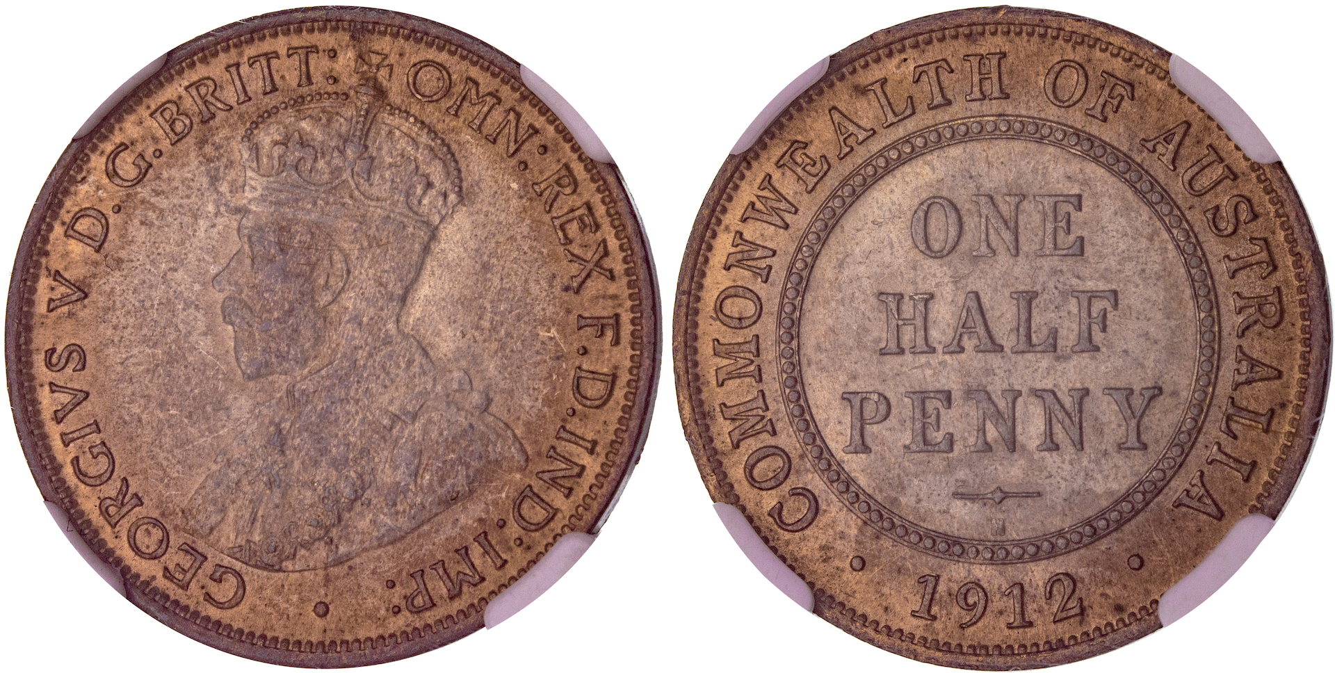 George V, Halfpenny, 1912-H, NGC MS 65RB