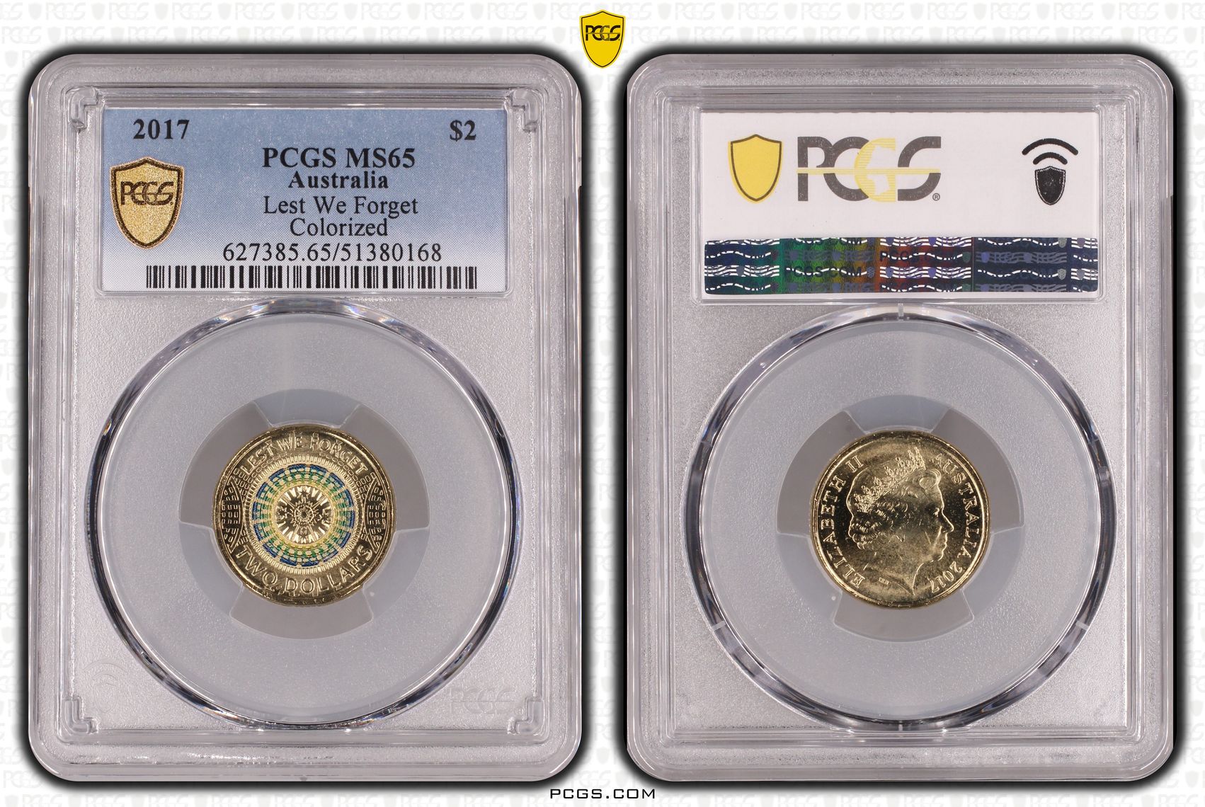 Lest We Forget Colorized, Two Dollar, 2017, PCGS MS65