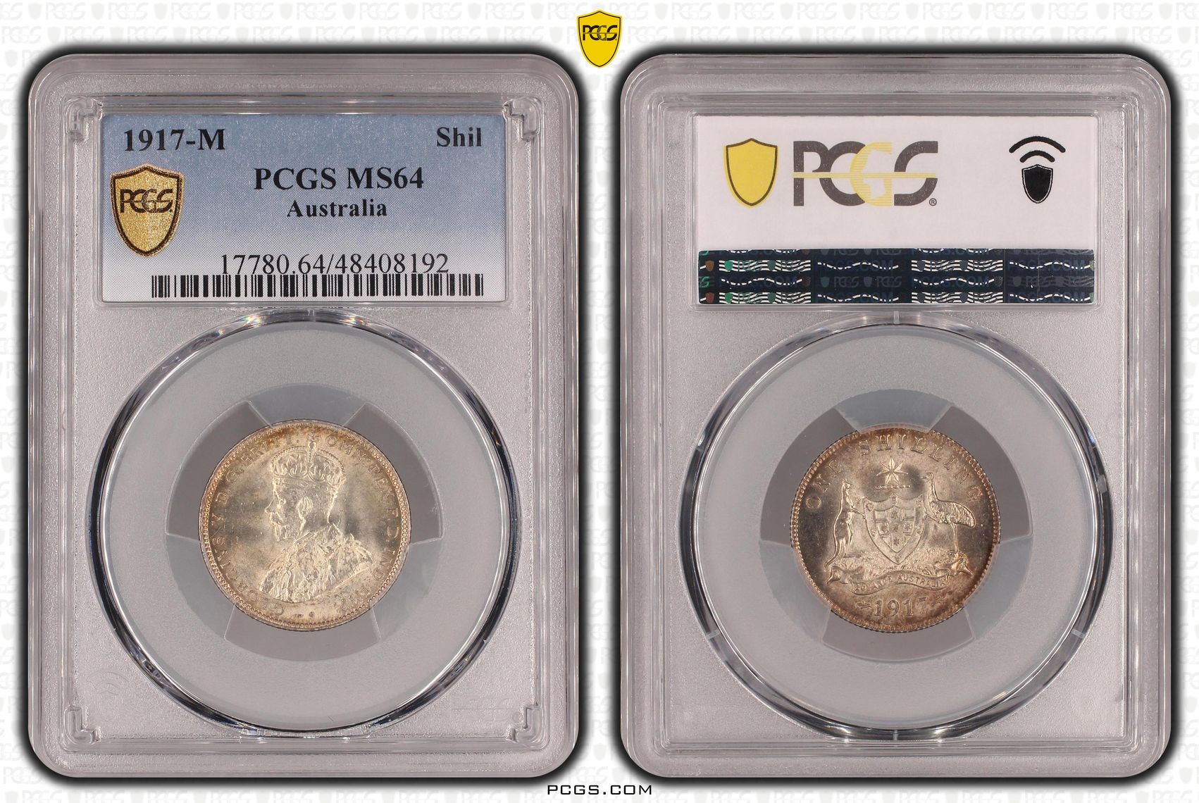 George V, Shilling, 1917-M, PCGS MS64