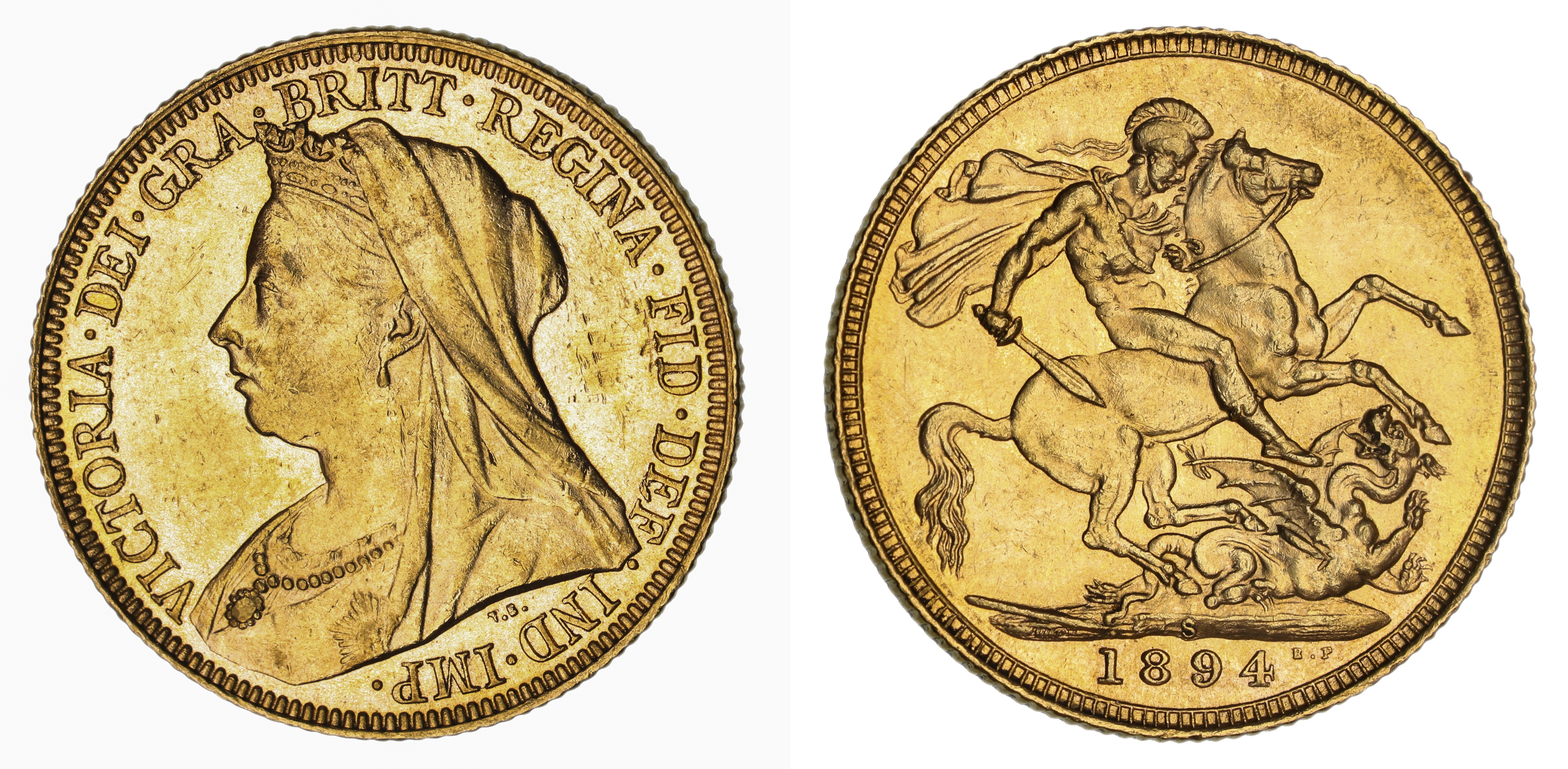 Victoria, St. George Reverse - Sydney Mint - Veiled, Sovereign, 1894, UNC