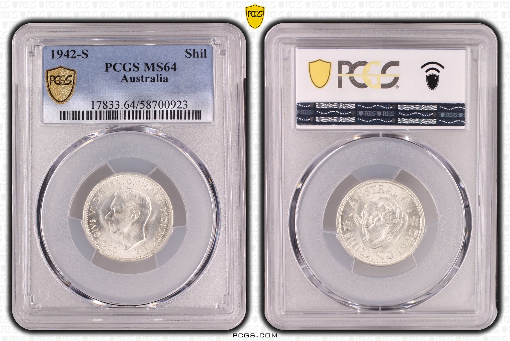 George VI, Shilling, 1942-S, PCGS MS64