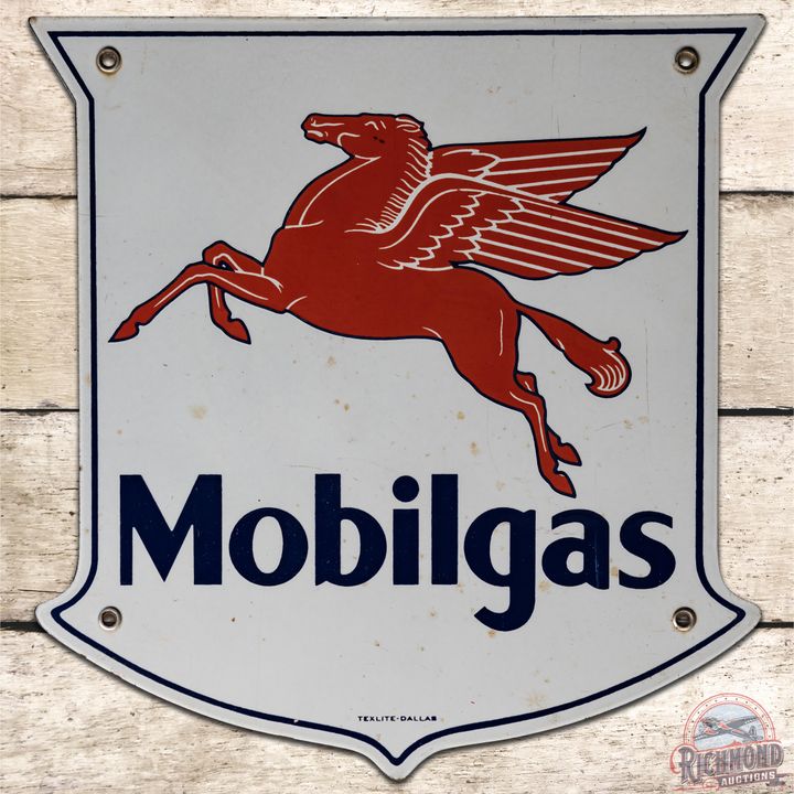 Mobilgas SSP Pump Plate Sign w/ Pegasus - 8.25