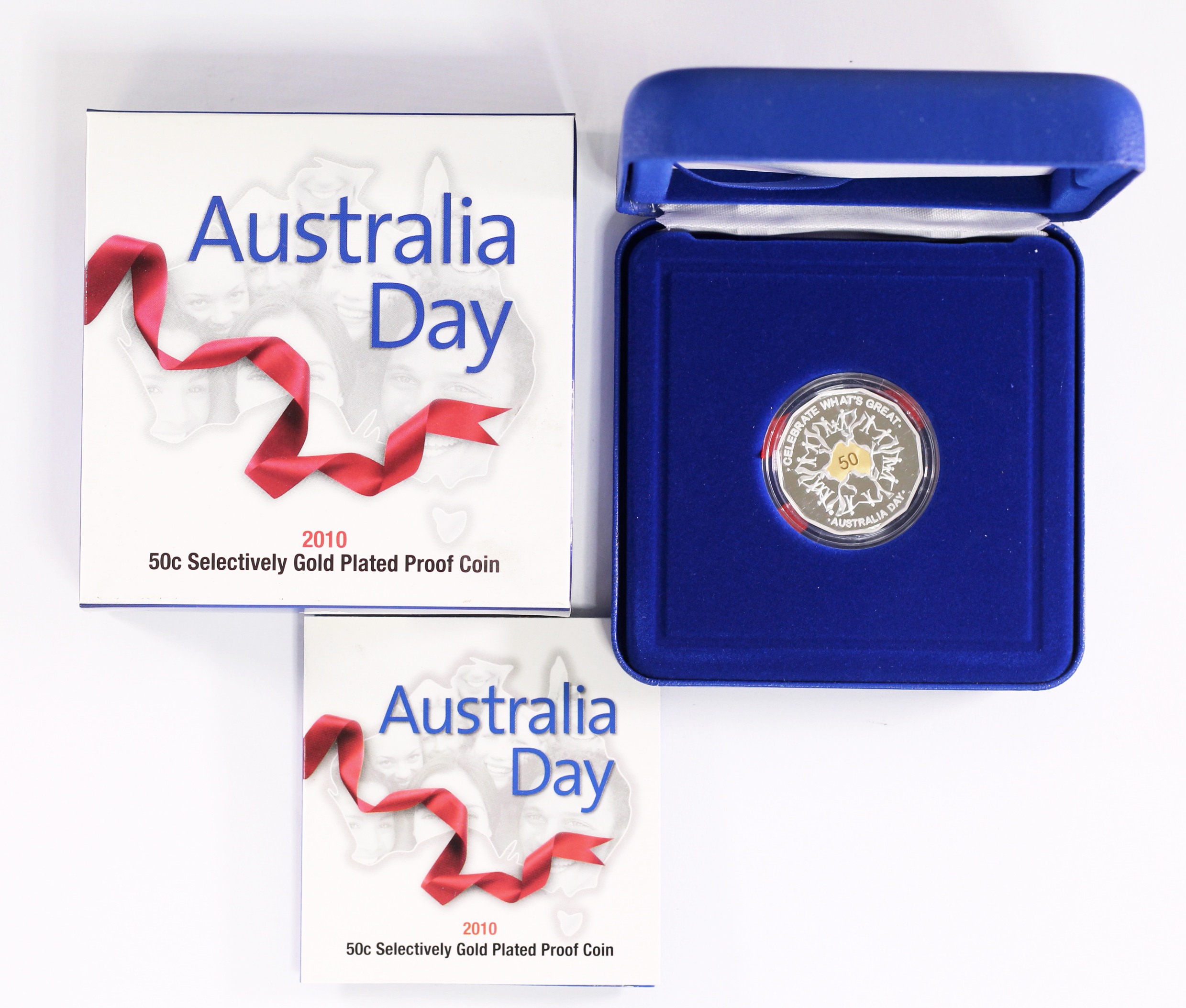 2010 RAM 50c Australia Day Selectively Gold Plated Proof Coin- Box & COA
