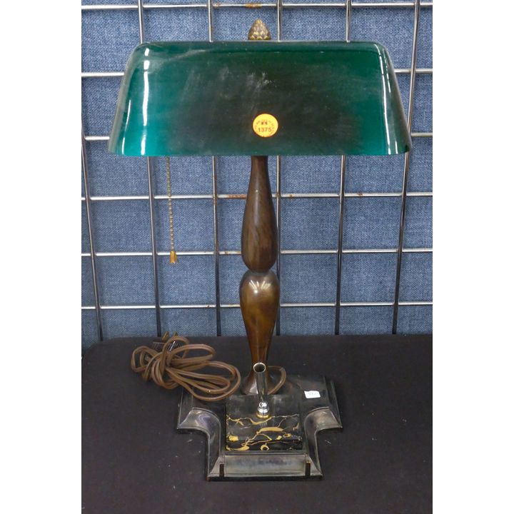 Antique Green Glass Shade Desk Lamp 17''x9.5''