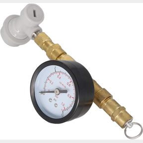 PERA BEER BREW ADJUSTABLE PRESSURE RELIEF VALVE WITH BALL LOCK GAS DISCONNECT MFL, GAUGE 0-15 PSI, HOME BREWING KEGGING TOOLS