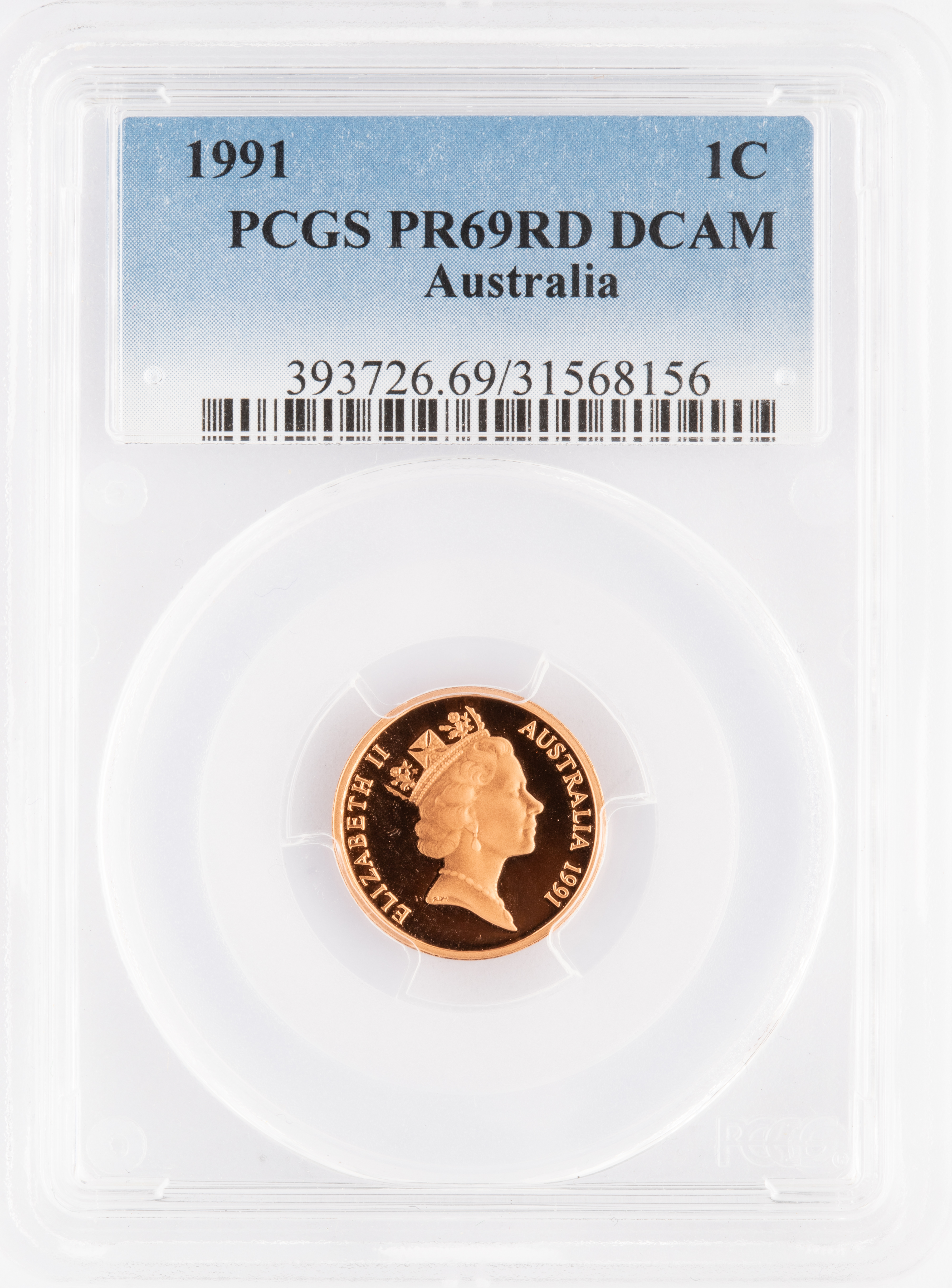 One Cent, 1991, Pcgs Pr69dcam