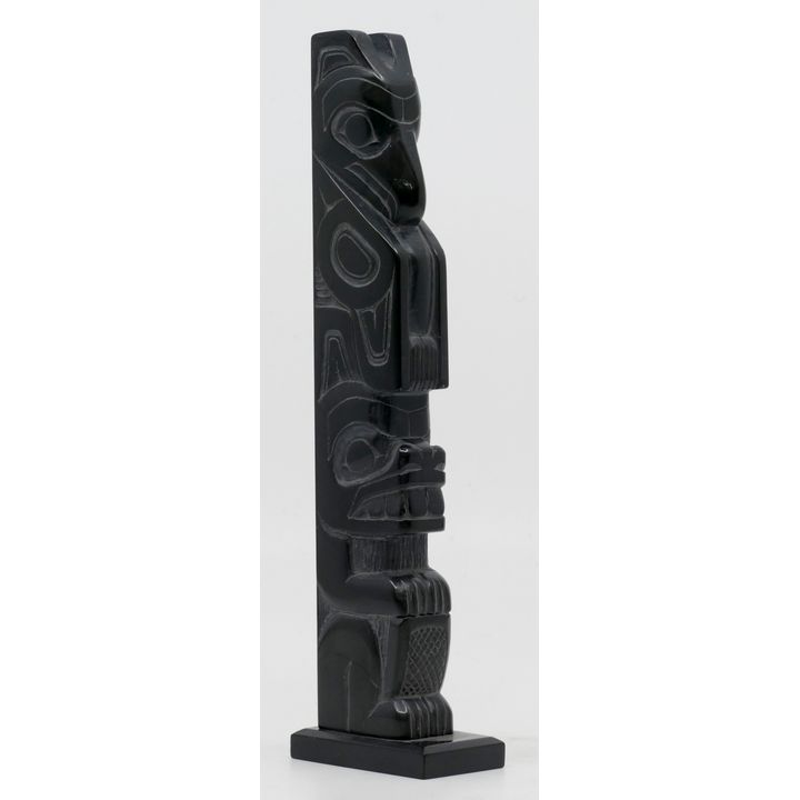 Denny Dixon Raven Beaver Argillite Totem 7.5''