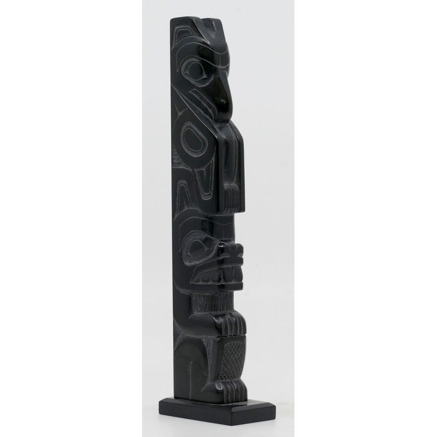 Denny Dixon Raven Beaver Argillite Totem 7.5''