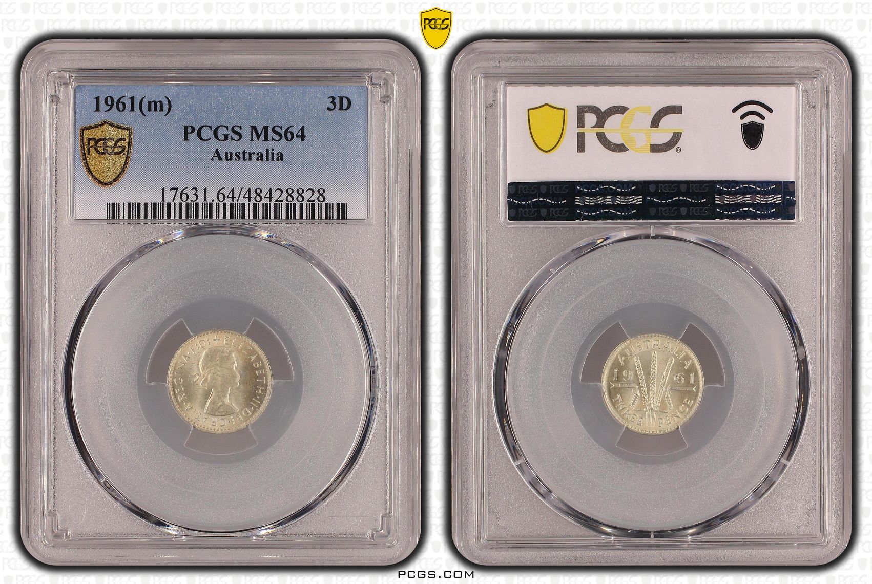 Elizabeth II, Threepence, 1961, PCGS MS64