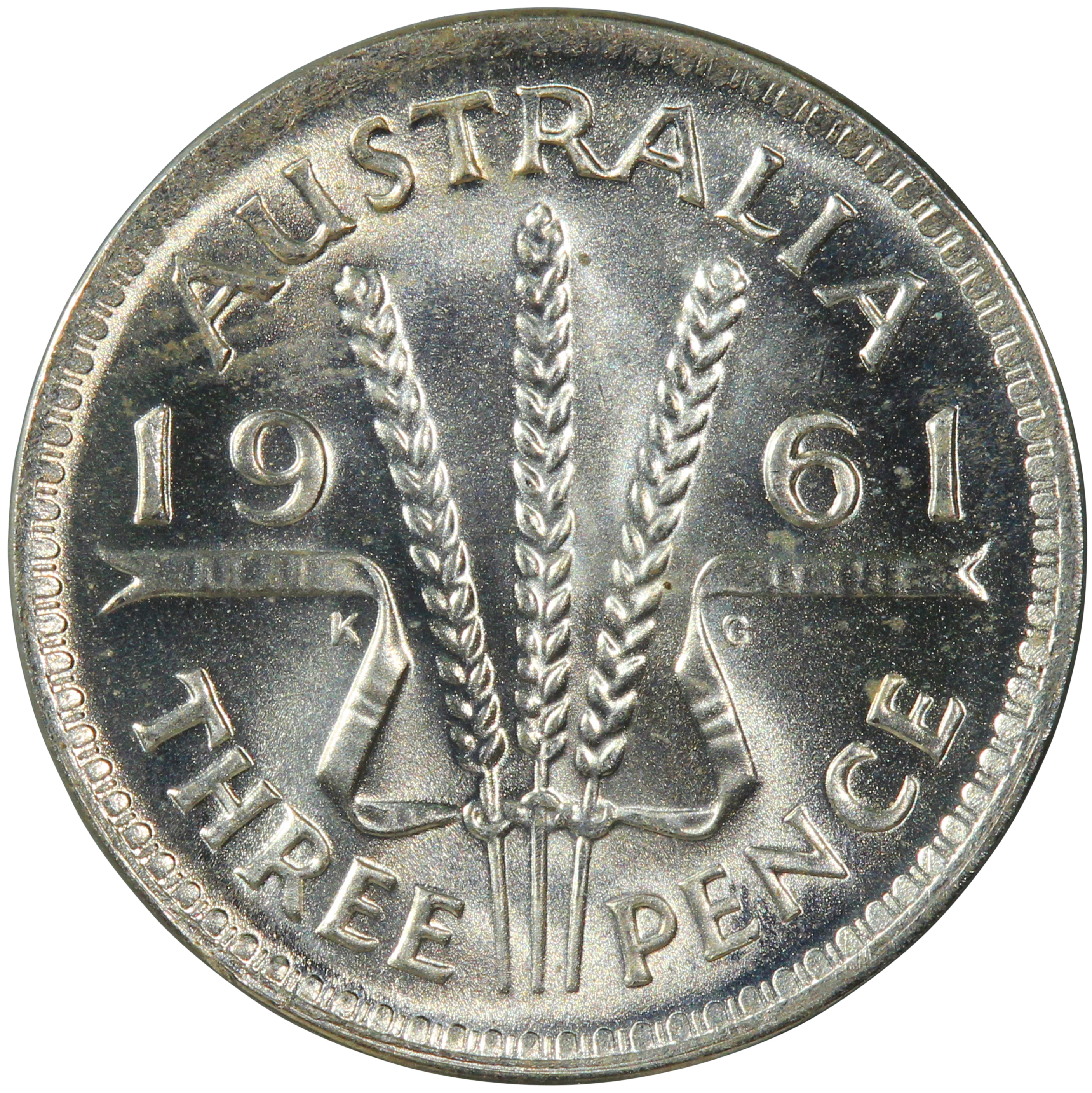 Elizabeth II, Threepence, 1961, MS 67