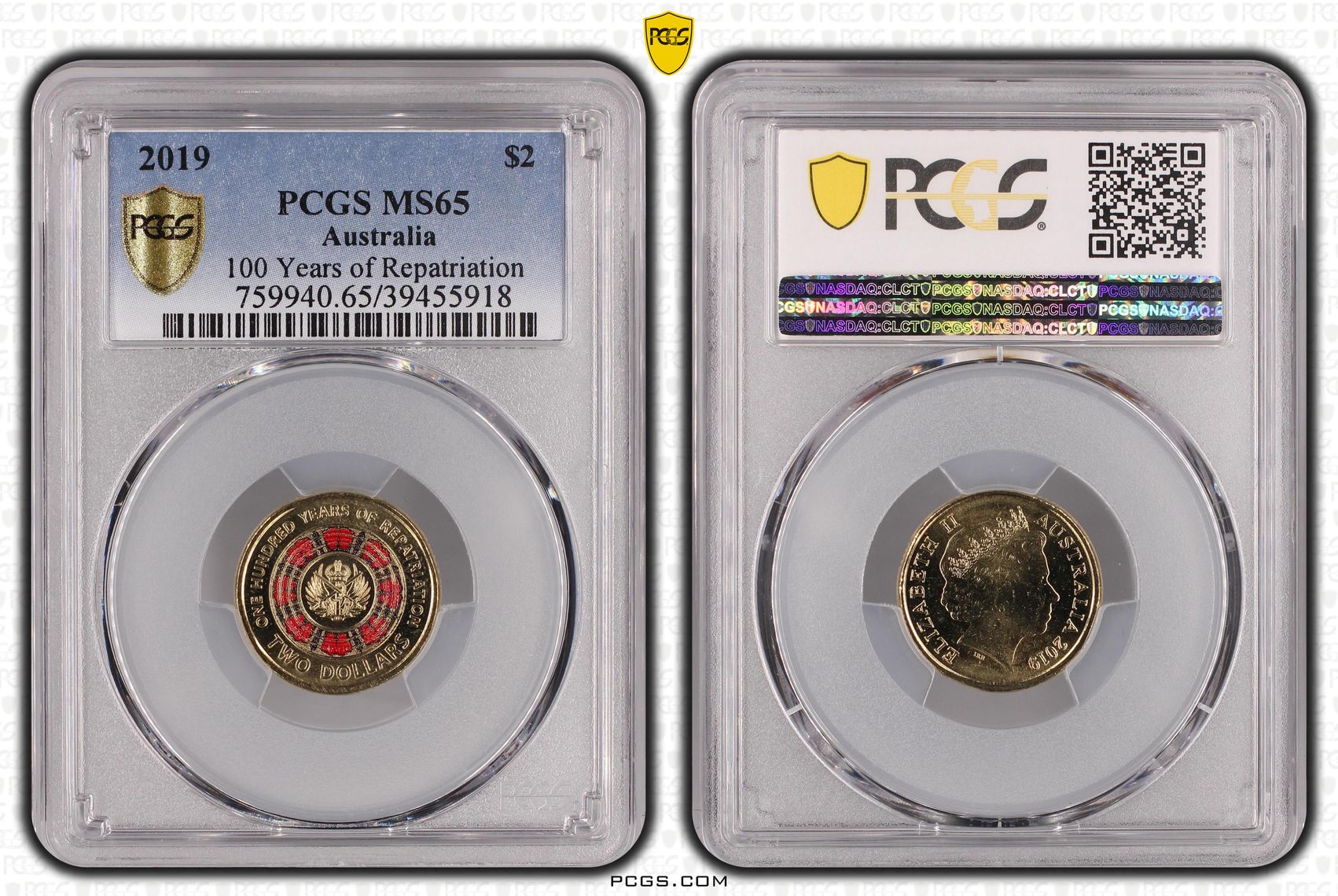 2019 Australia Two Dollar, $2 100 Years of Repatriation PCGS - MS65 -918