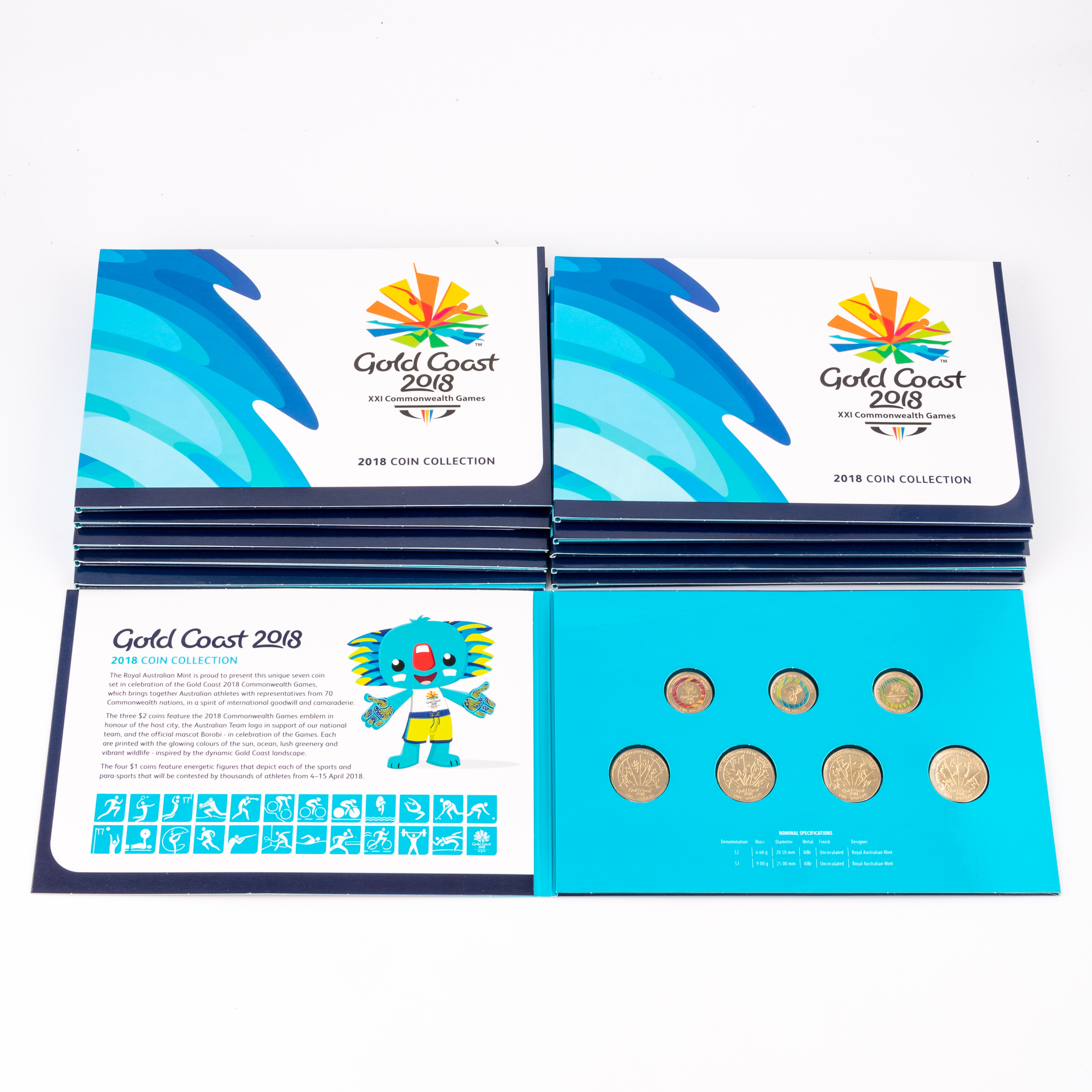 290 · Elizabeth II, Gold Coast XXI Commonwealth Games, One Dollar - Two Dollars, 2018 ,  UNC