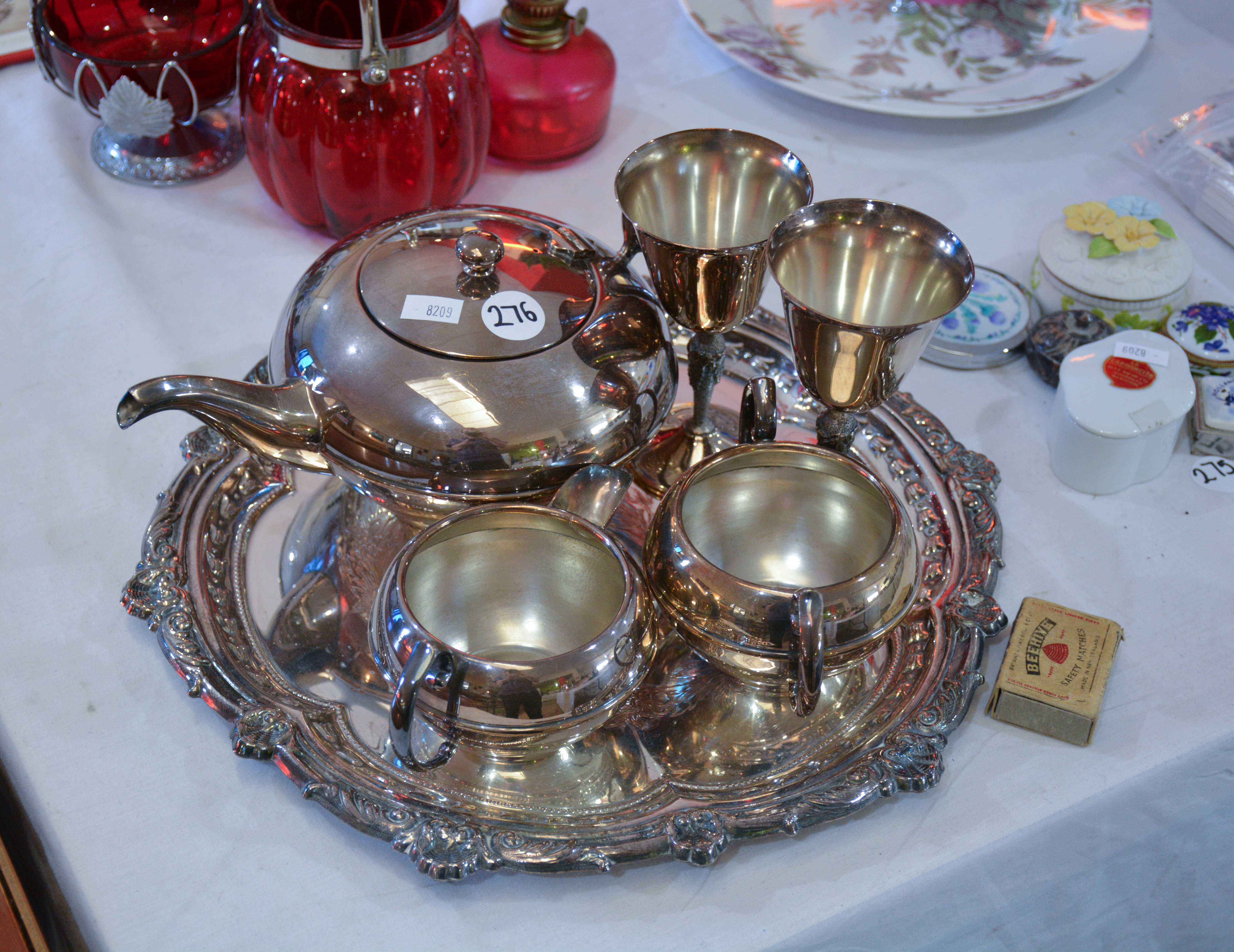Silver Plated Teapot, Goblets, Tray etc — sold at auction in New Zealand for $5