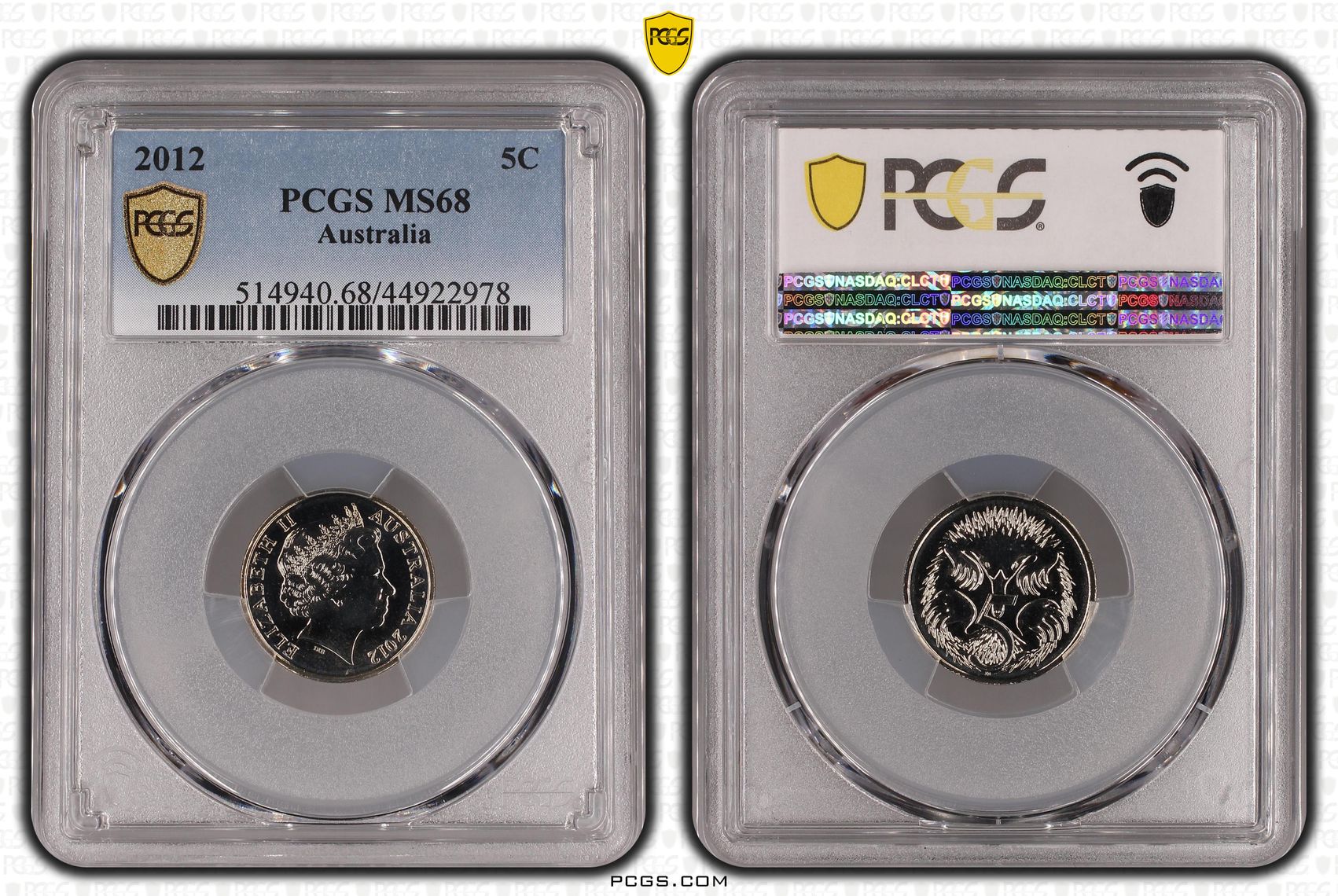 13 · 2012 Australia Five Cent, 5c PCGS - MS68 POP 2/0 -978