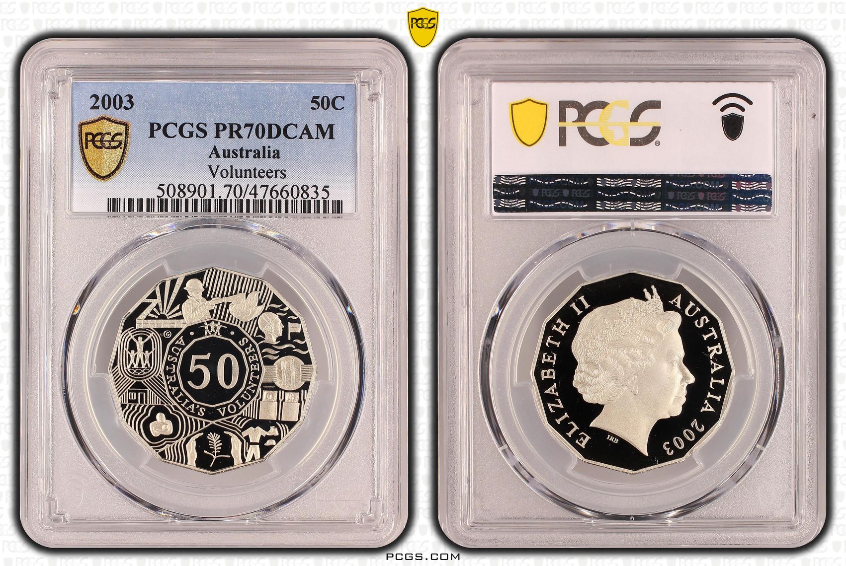 Elizabeth II, Volunteers, Fifty Cent, 2003, PCGS PR70DCAM