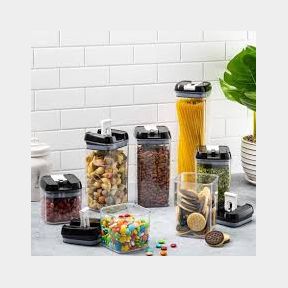 7 Pieces Of Air Tight Sealed Food Storage Container Set Black|