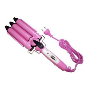 Pink Hair Curling Iron 3 Barrel Ceramic Wand Curler - Defective|