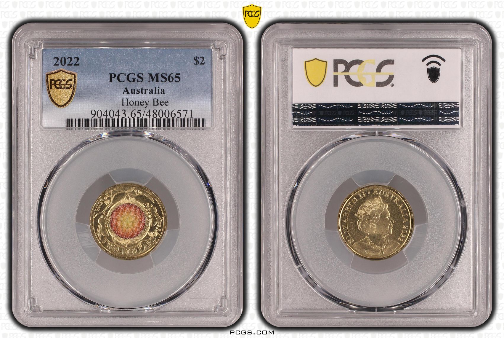 Elizabeth II, Honey Bee Colorized, Two Dollar, 2022, PCGS MS65