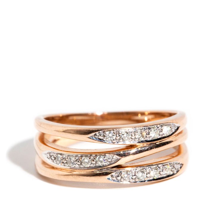 9 Carat Rose Gold Diamond Dress Ring,