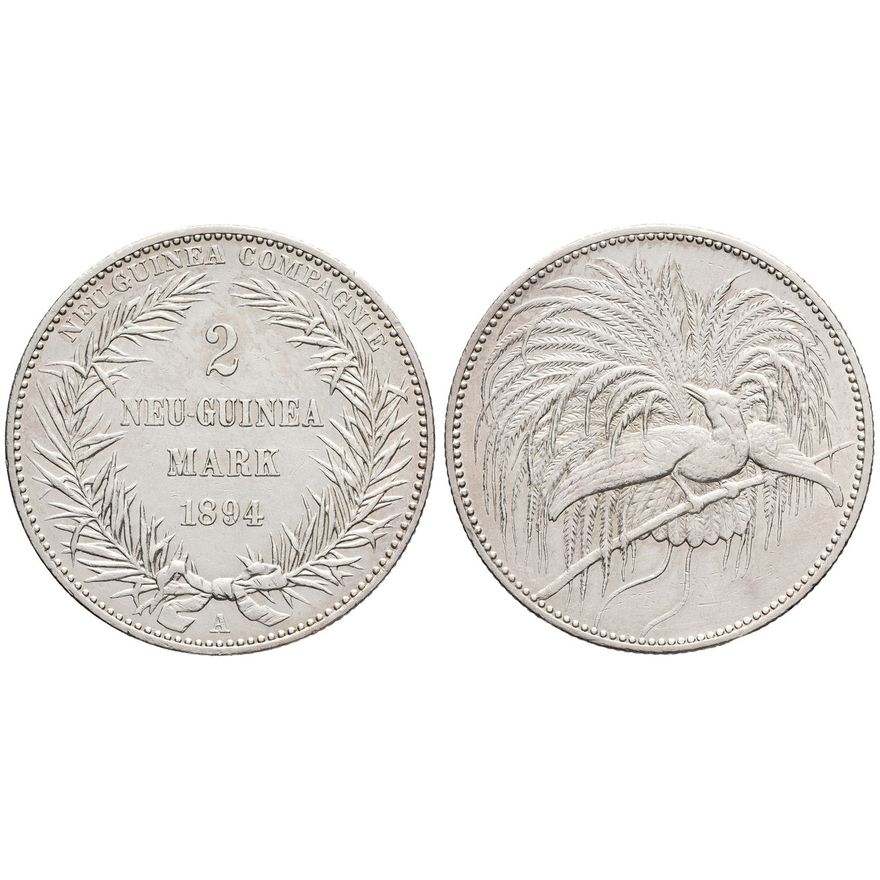 German New Guinea, Two Marks, 1894-A,  gVF