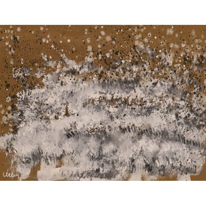 Windsor Utley 'Waves' Gouache on Paper Painting- unframed on backing mat- 24x29.5''