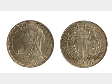 1900 WIDOW HEAD SILVER HALF CROWN