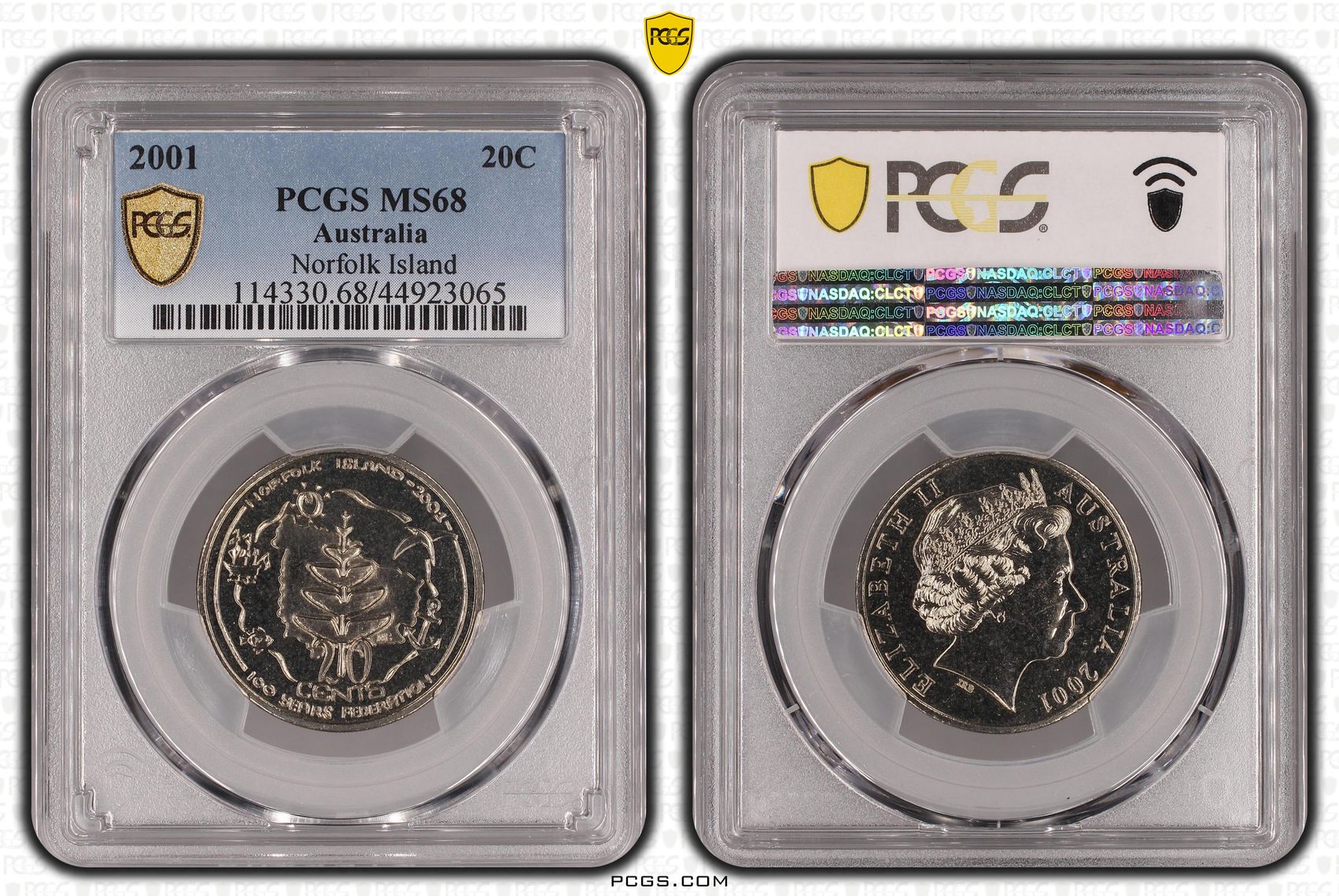 2001 Australia Twenty Cent, 20c Norfolk Island PCGS - MS68 -065