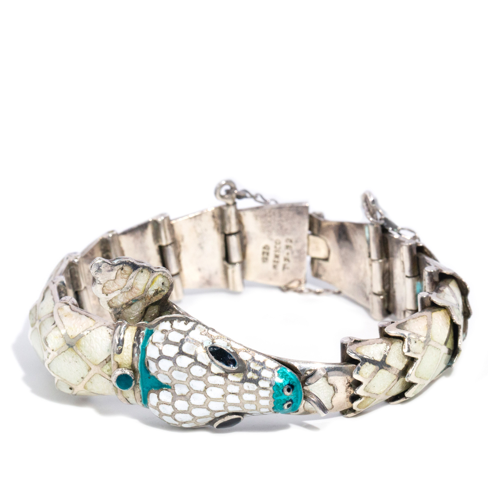 73 · Margot de Taxco  Sterling Silver Snake Bracelet