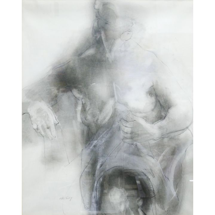 William Tunberg ''Seated Nude'' Charcoal & Graphite Framed