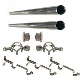 Matoc 25mm Curtain Double Pole Set Basket Finials Silver Silver 250 cm |