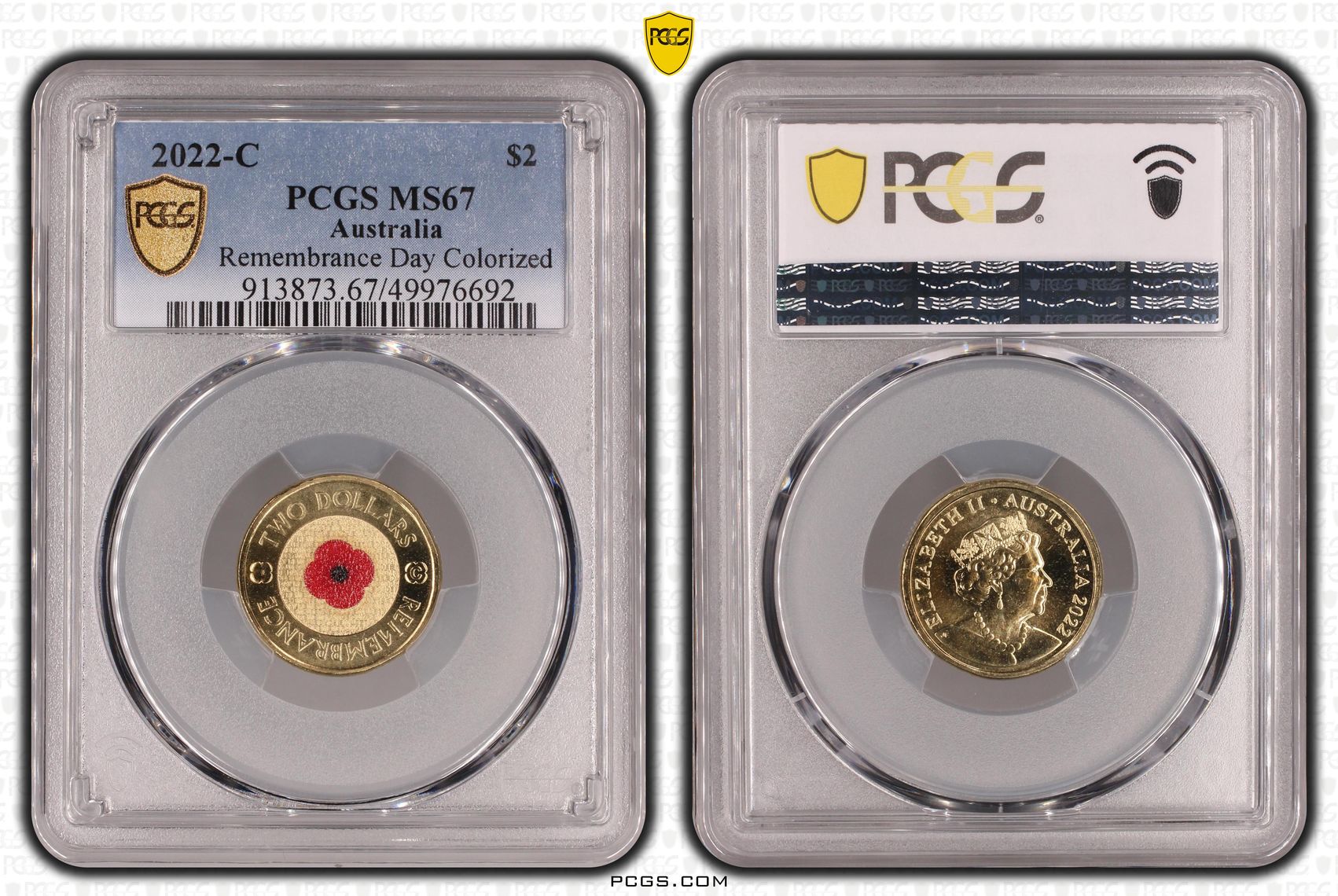 Remembrance Day Colorized , Two Dollar, 2022-C, PCGS MS67